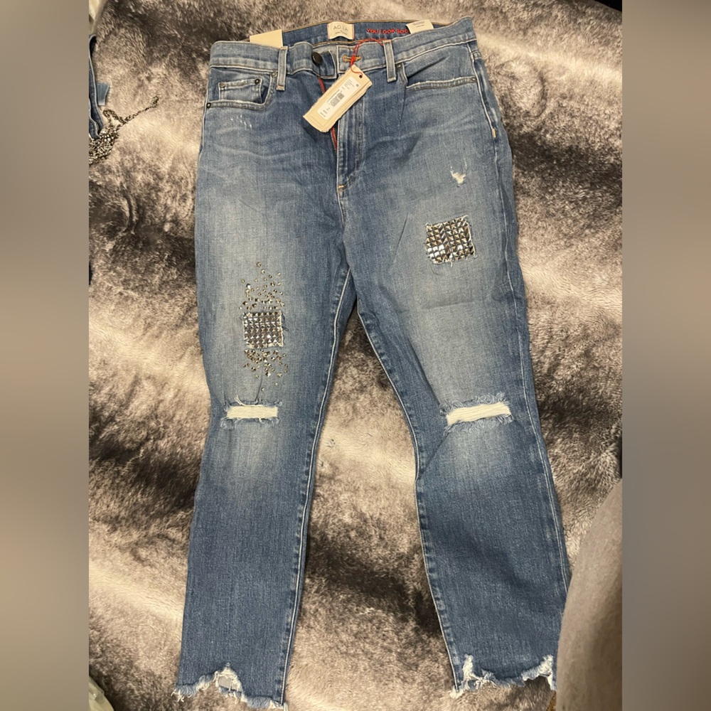 AOLA Women's Blue Distressed Jeans